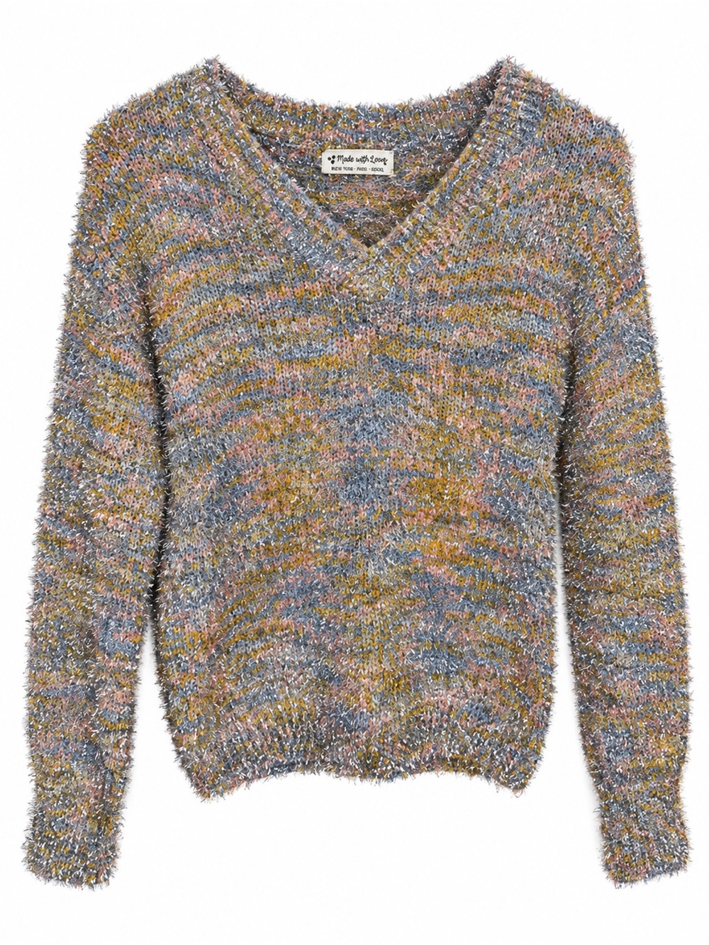 Made With Love by FCT Sweater Small Metallic Eyelash Knit Fuzzy Pullover